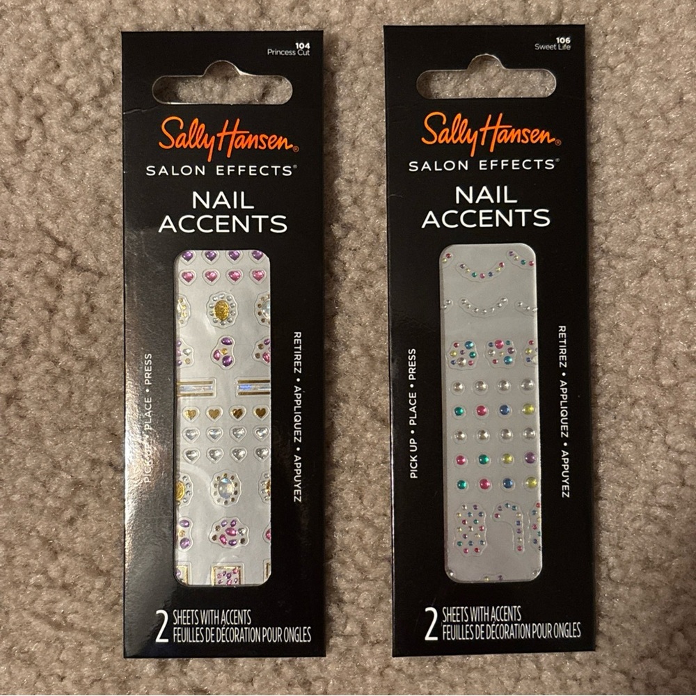 New Lot2 Sally Hansen Salon Effects Nail Accents 104princess Cut ,106 Sweet Life